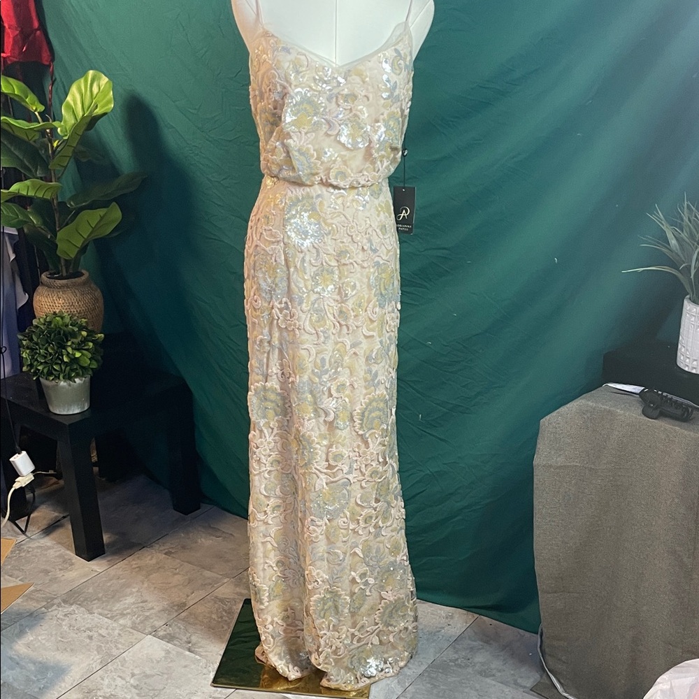 Adrianna Papell almond Sequin Maxi Dress
